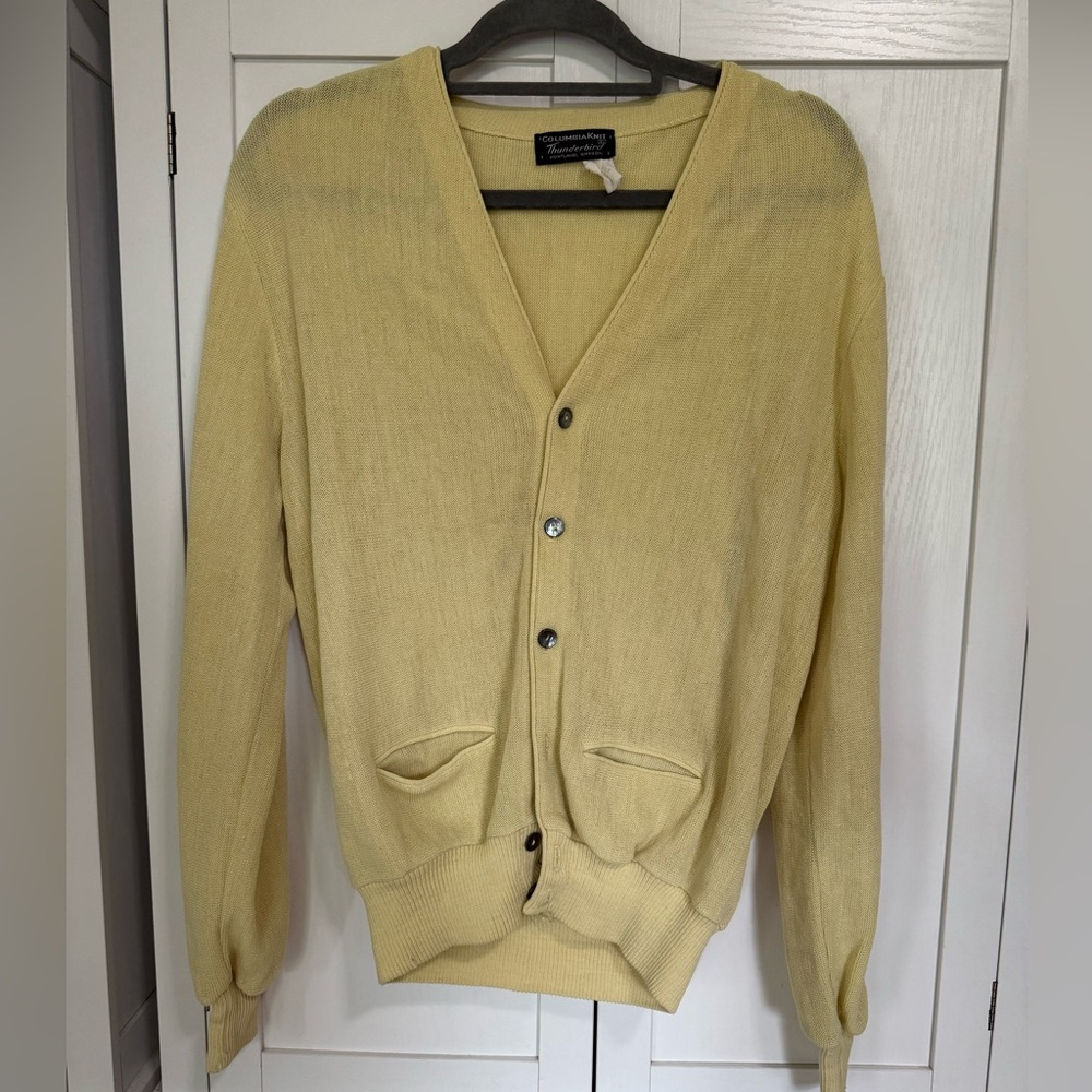 Vintage Columbia Knit Thunderbird Cardigan Sweater Men’s XL Women’s Oversized